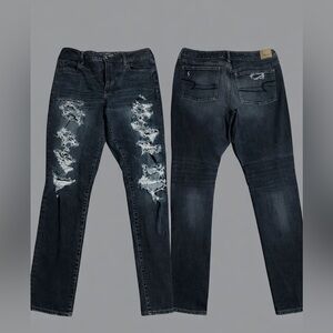 American Eagle Outfitters super Stretch X Dark Blue Distressed Jeans